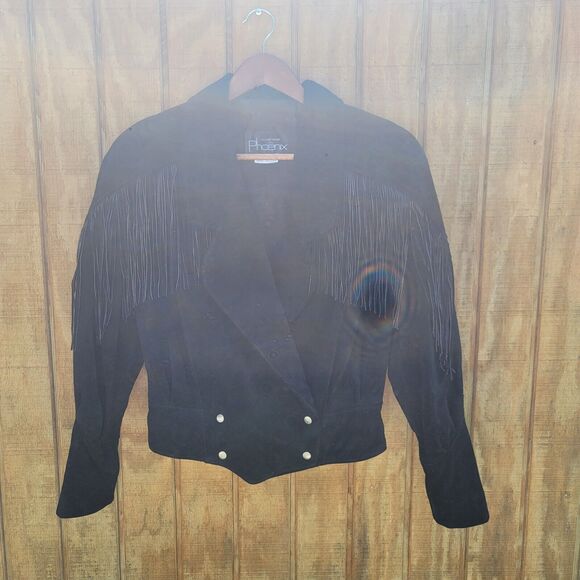 Outerwear By Phoenix Black Suede Fringe Vintage Jacket Womens No Size - Picture 1 of 10